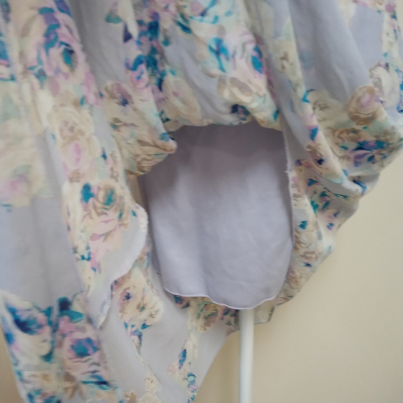Lavender Pastel Floral Layered Sheer Dress Flowy - Picture 6 of 7